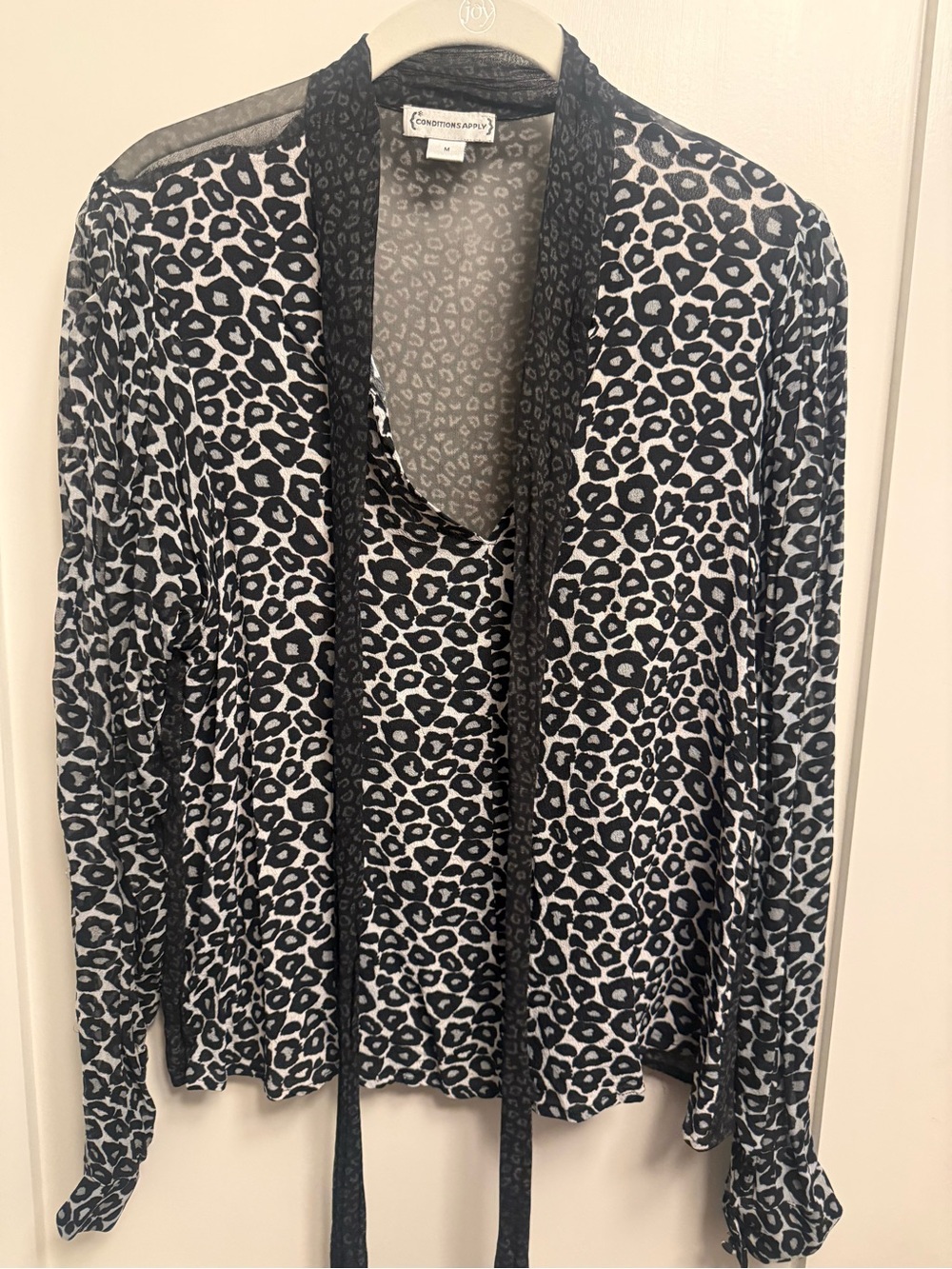 Leopard-print tie-neck blouse - Black & White